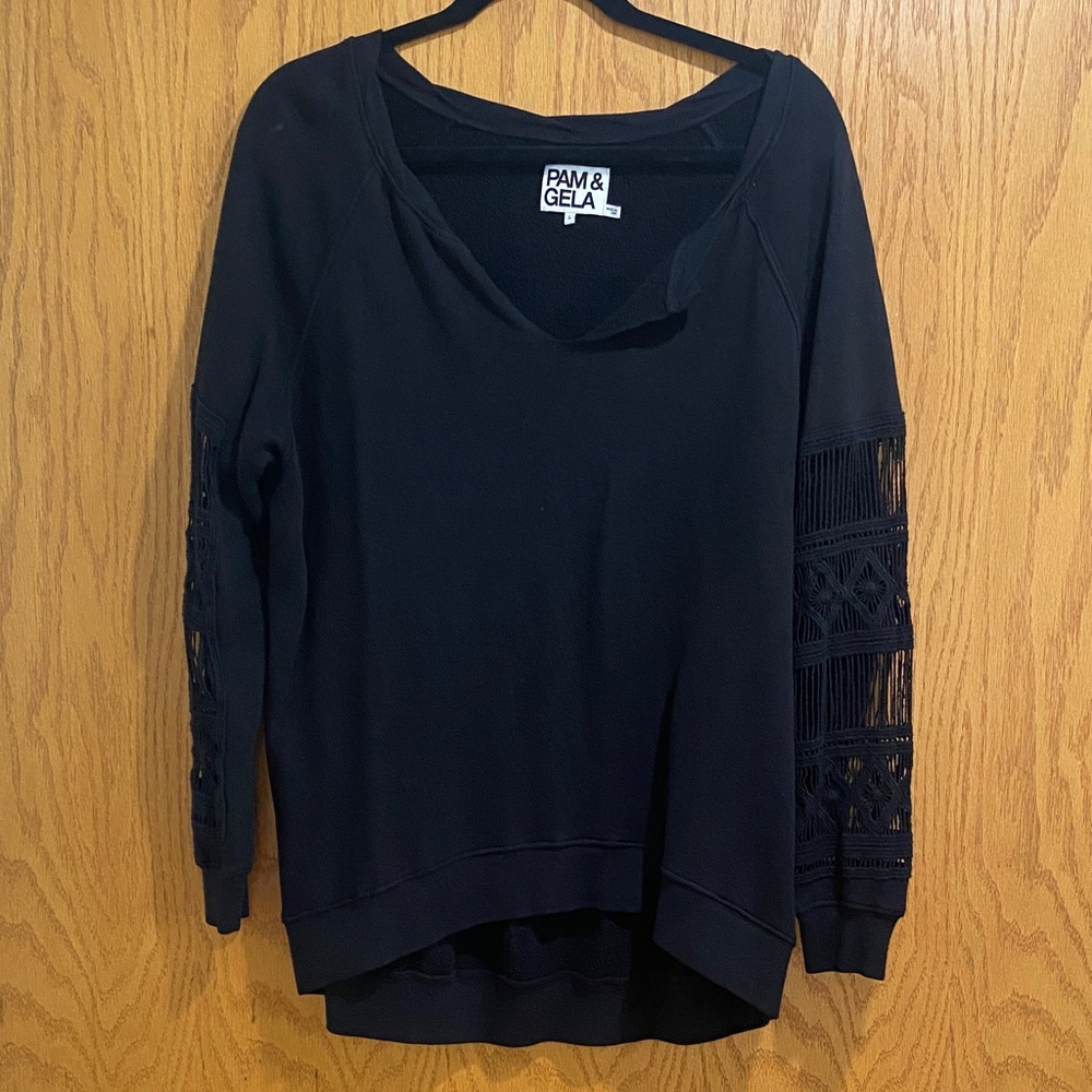 Pam & Gela Black Asymmetrical Relaxed Blouse